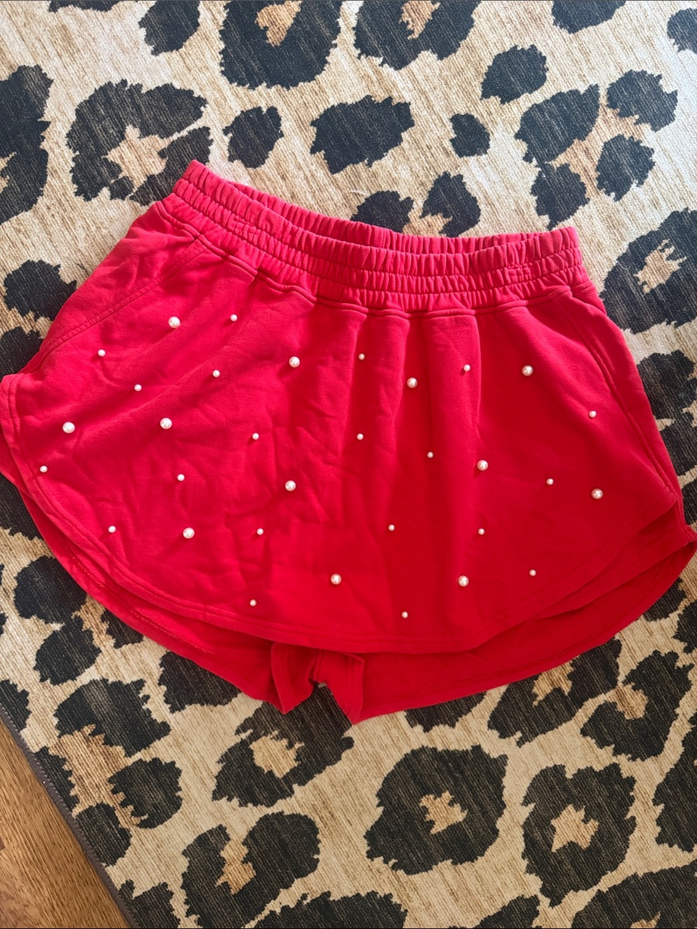 Peach Love California Red Pearl-Accent Skort